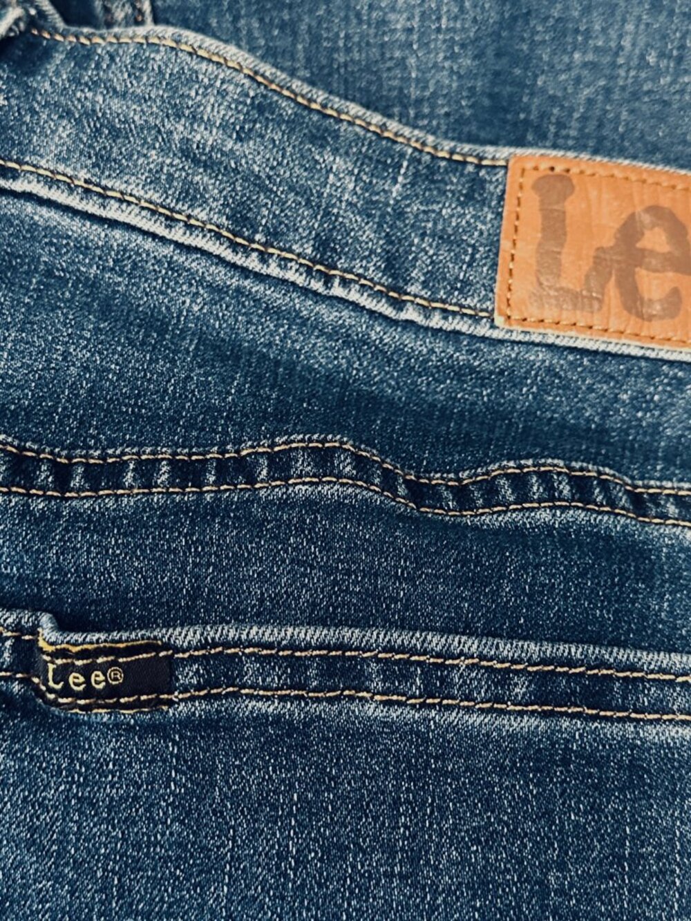 Lee Denim Jean Skort 5 Pockets Skirt with Mesh Built in Shorts Dark Wash Size 14 - Picture 9 of 9